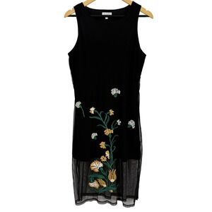 k/lab Womens Floral Embroidered Midi Dress Size M Mesh Overlay Fairy‎ Grunge